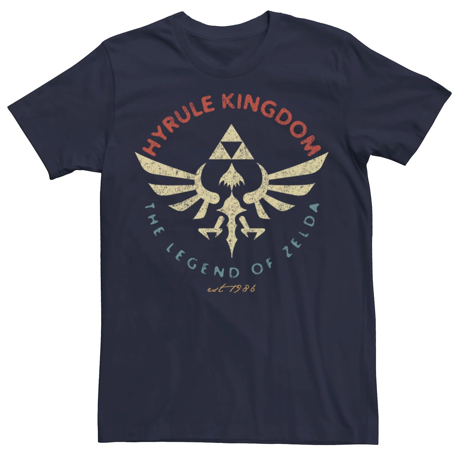 

Мужская футболка с графическим плакатом Nintendo Legend Of Zelda Hyrule Kingdom Tri Force Licensed Character, синий