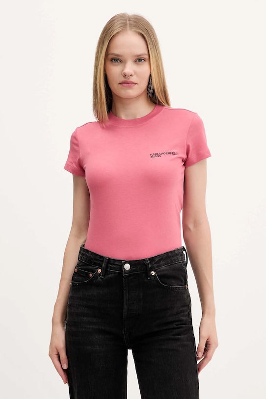 

Хлопковая футболка Karl Lagerfeld Jeans, оранжевый