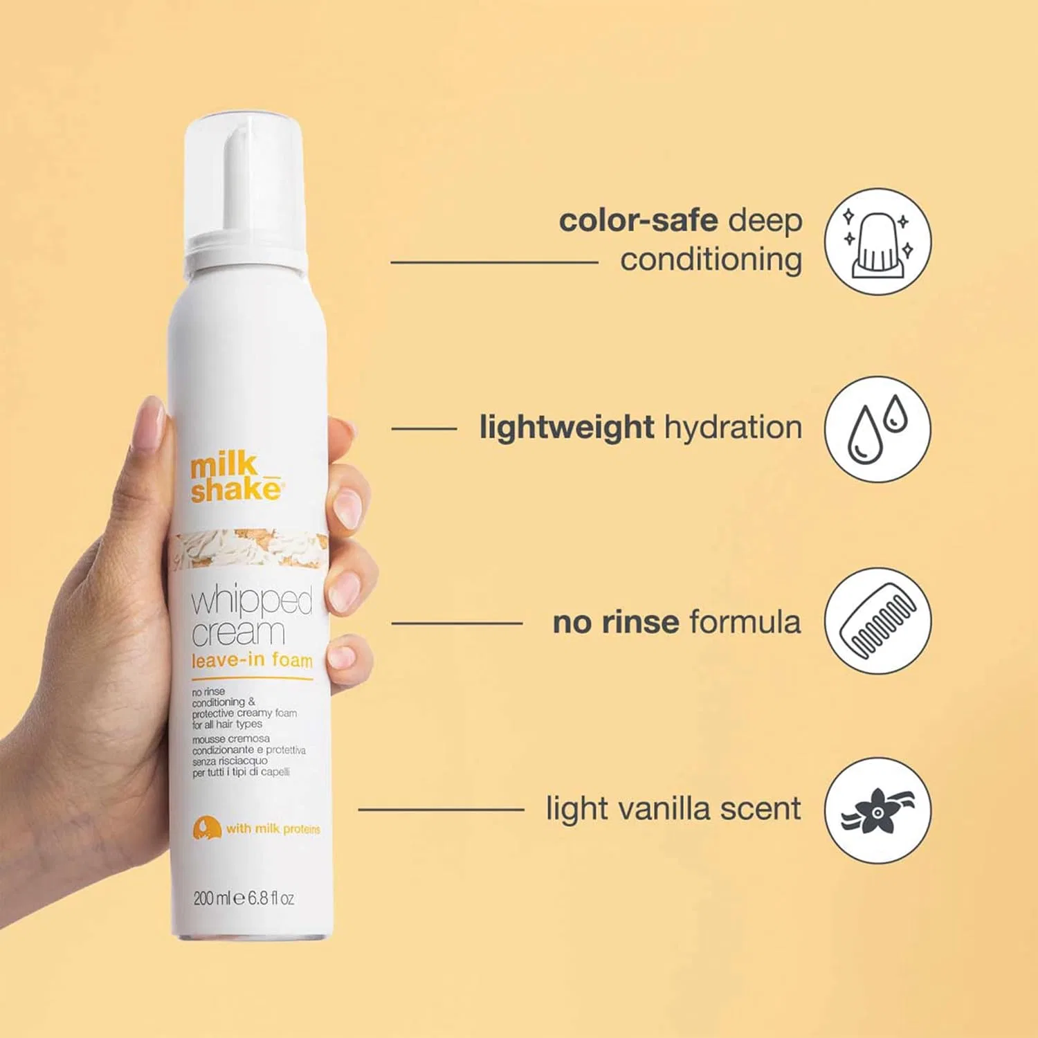 Несмываемый кондиционер-пена Conditioning Whipped Cream от milk_shake, 200 мл Milk_Shake — фото 2