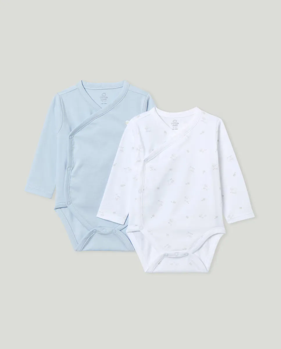 

Упаковка из двух боди с длинными рукавами Cotton Juice, синий