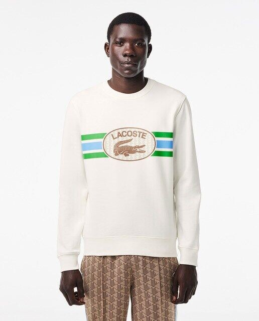 

Флисовая толстовка свободного кроя с принтом монограммы Lacoste, белый