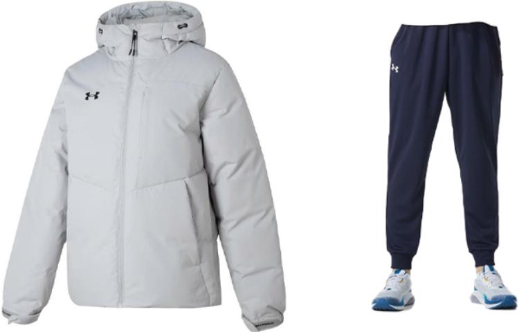 

Повседневный спортивный худи для мужчин Moderate Under Armour, clothing sets (светло-серый+темно-синий)