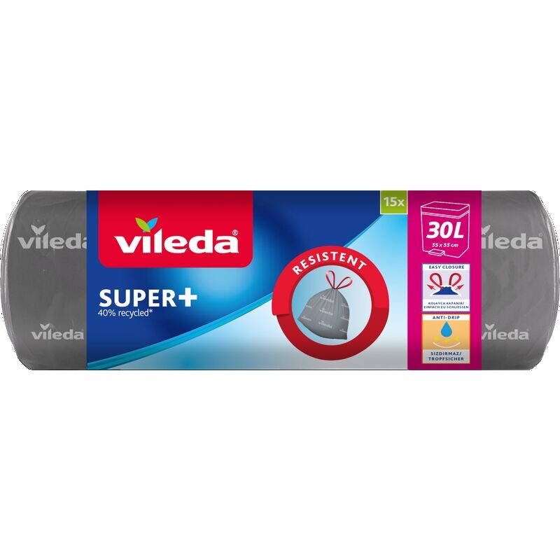 

Мешки для мусора Супер+ на шнурке 30 л Vileda, 15 шт.