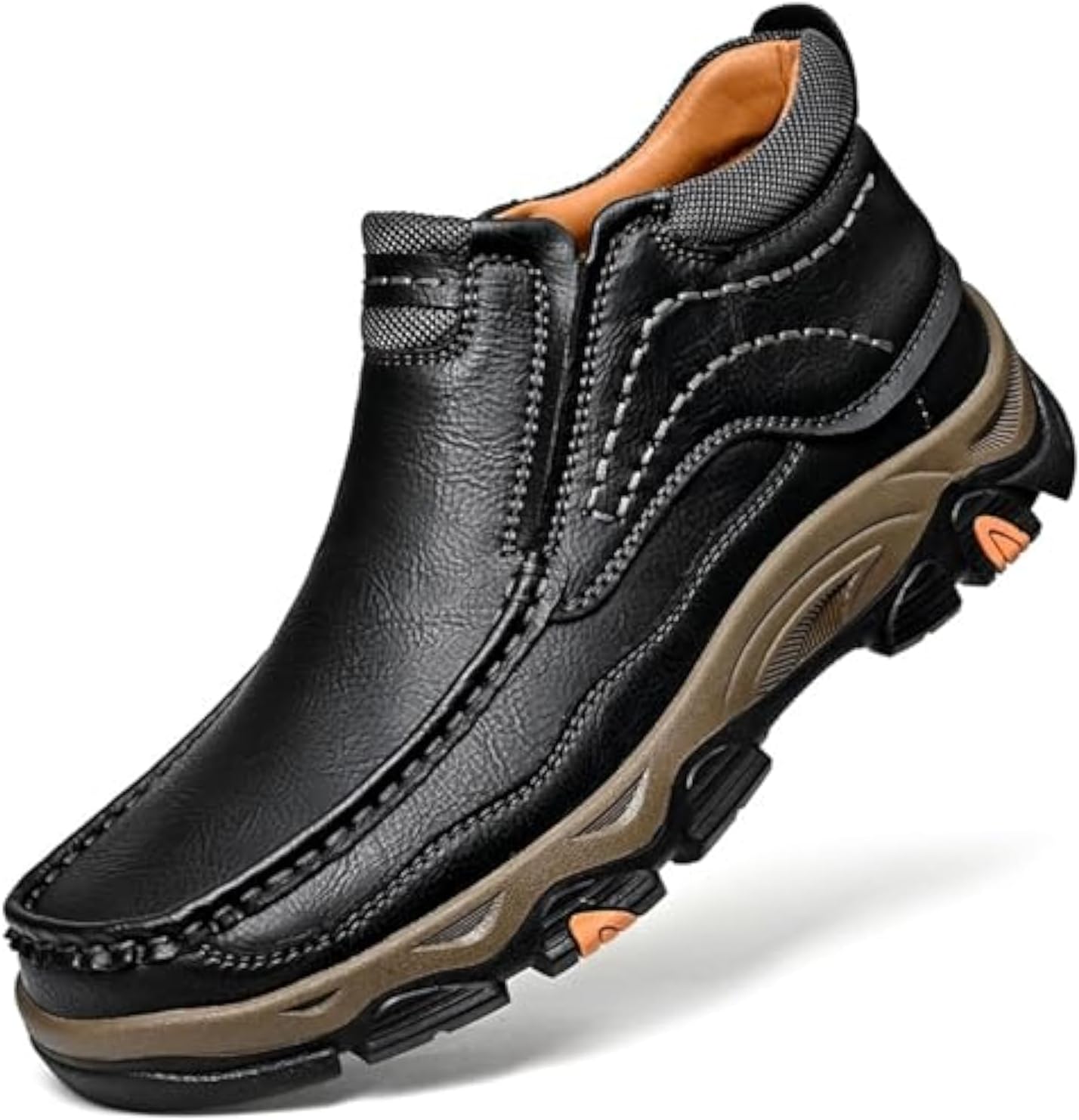 

Мужские дышащие кожаные ботинки Tokouk с ручной строчкой, классические мокасины-чукка, нескользящие повседневные походные ботинки, черный