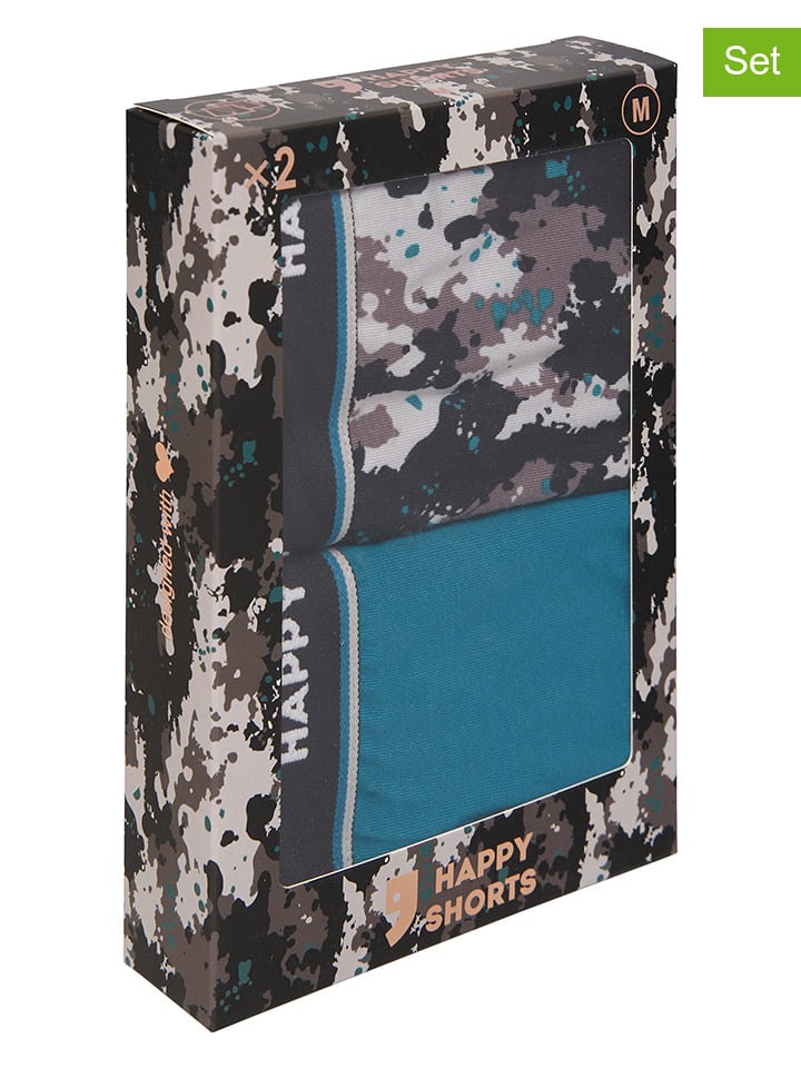 

Happy Shorts Комплект из 2 штук: боксерские шорты черного/бирюзового цвета