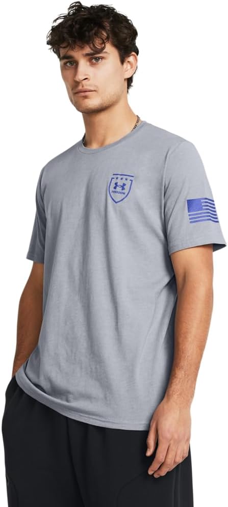 

Футболка с коротким рукавом Under Armour Freedom Graphic, (035) Steel Medium Heather/Team Royal/Eagle