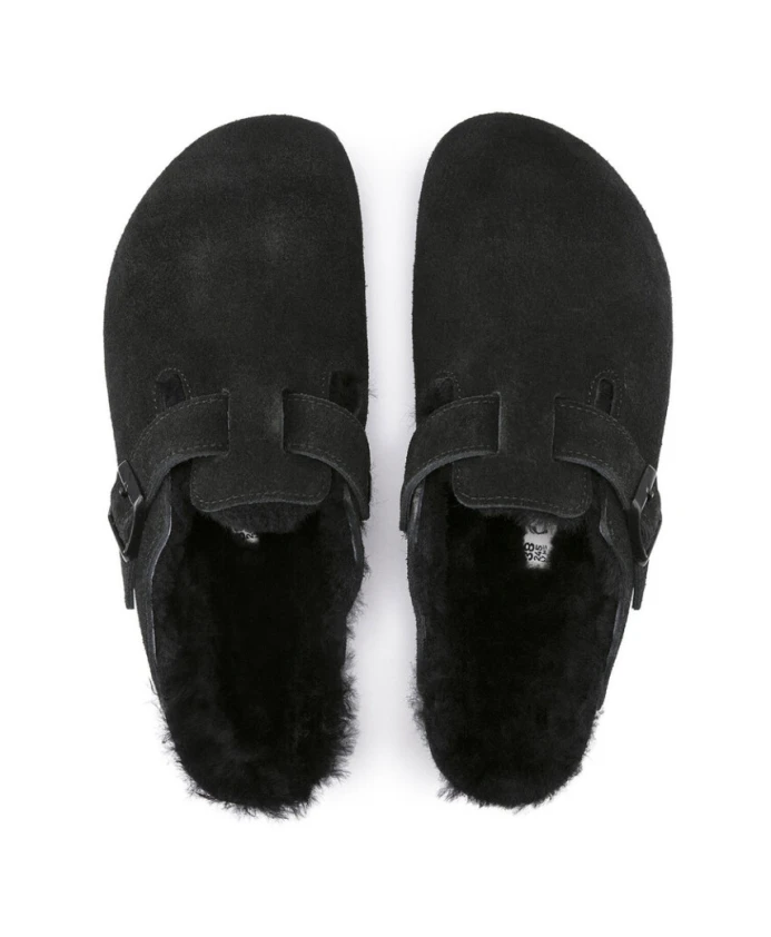 Мюли Birkenstock  Boston Shearling  Suede Leather, черный — фото 4