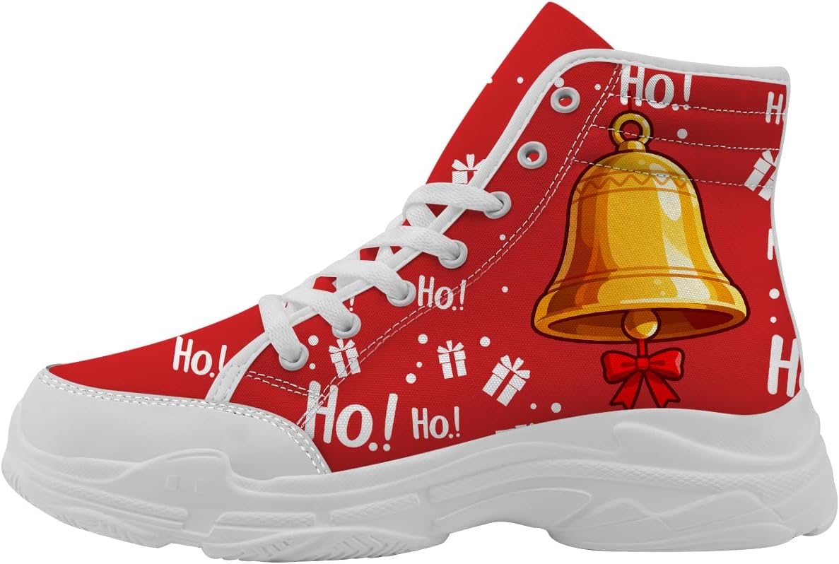 

Рождественские высокие кеды для женщин, тканевые кроссовки на платформе со шнуровкой, подарки для нее и для него Generic, красный/желтый