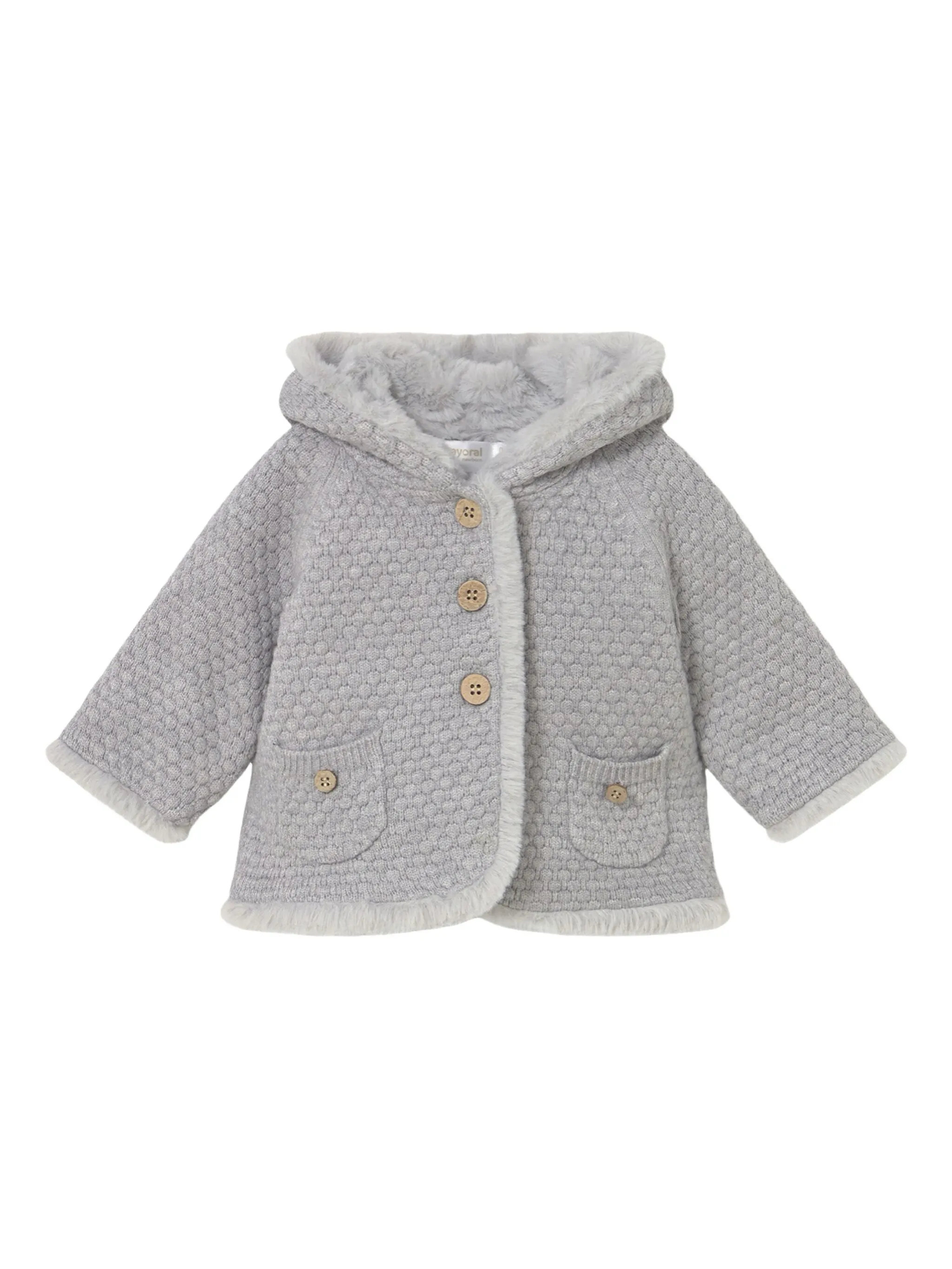 

Вязаная куртка с искусственным мехом Mayoral, серый