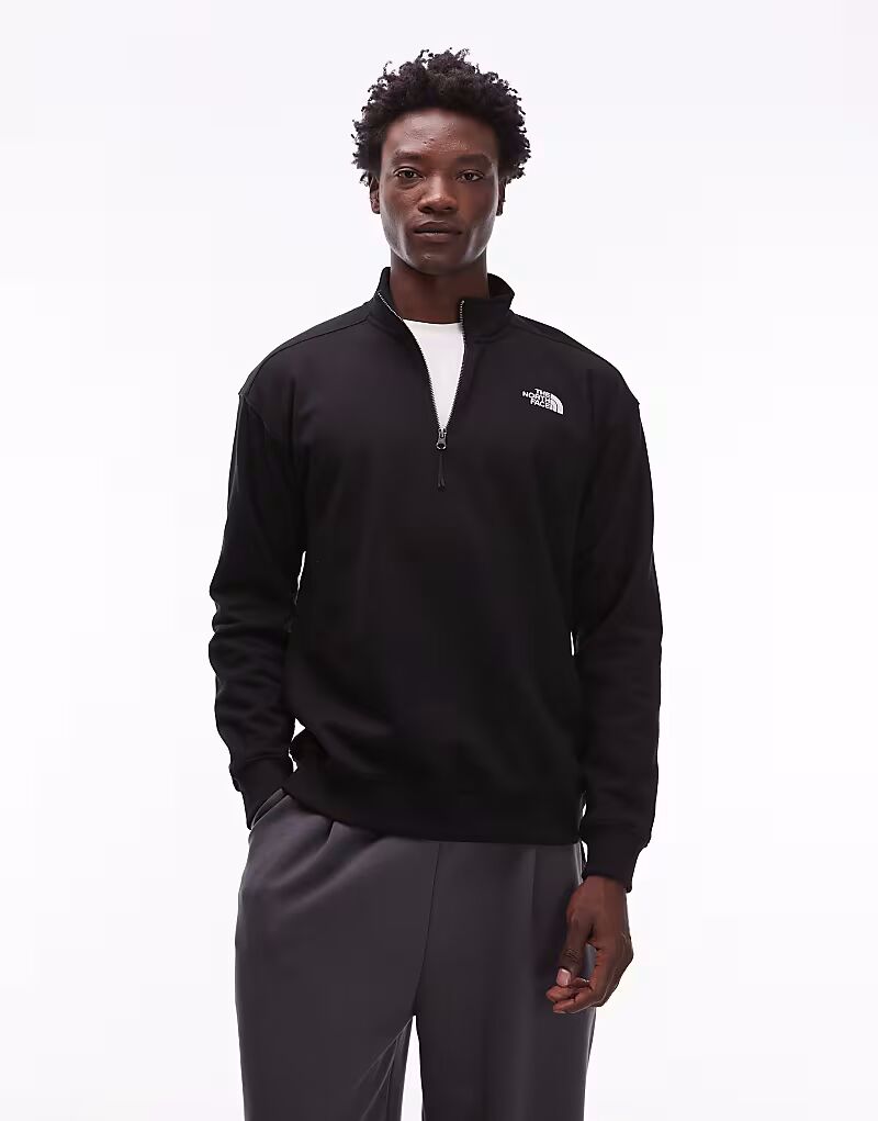 

Толстовка унисекс с логотипом на молнии 1/4, черного цвета The North Face