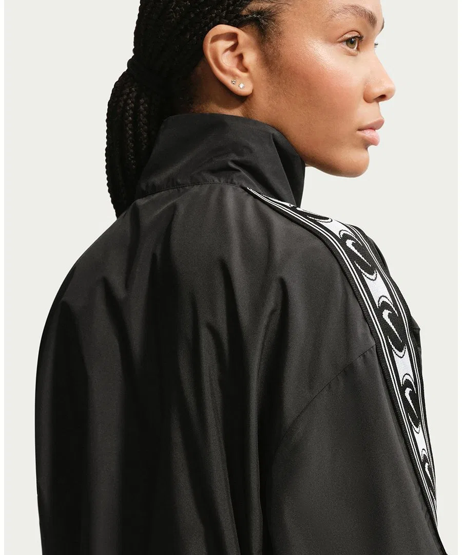 Женская куртка свободного кроя с воротником-стойкой на молнии спереди Nike, Black/Sail — фото 4