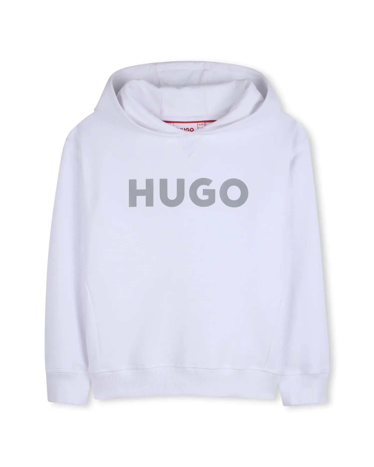 Детская толстовка с капюшоном с длинным рукавом из хлопка однотонная Hugo, белый — фото 3