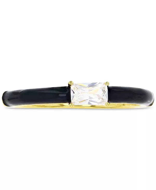 

Кольцо с кубическим цирконием и эмалью из стерлингового серебра с 14-каратным золотом Macy'S, black