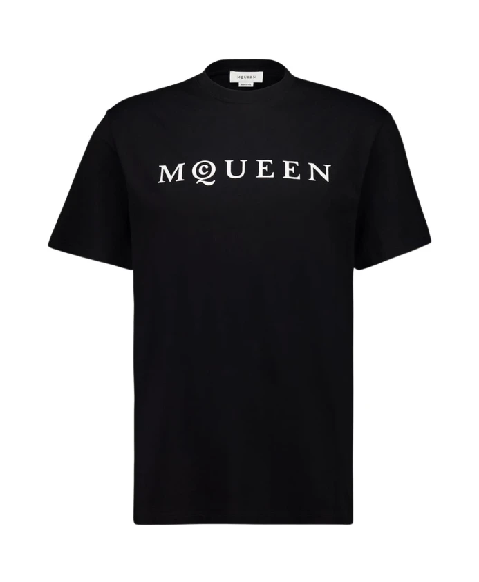 

Хлопковая футболка с логотипом Alexander Mcqueen, черный