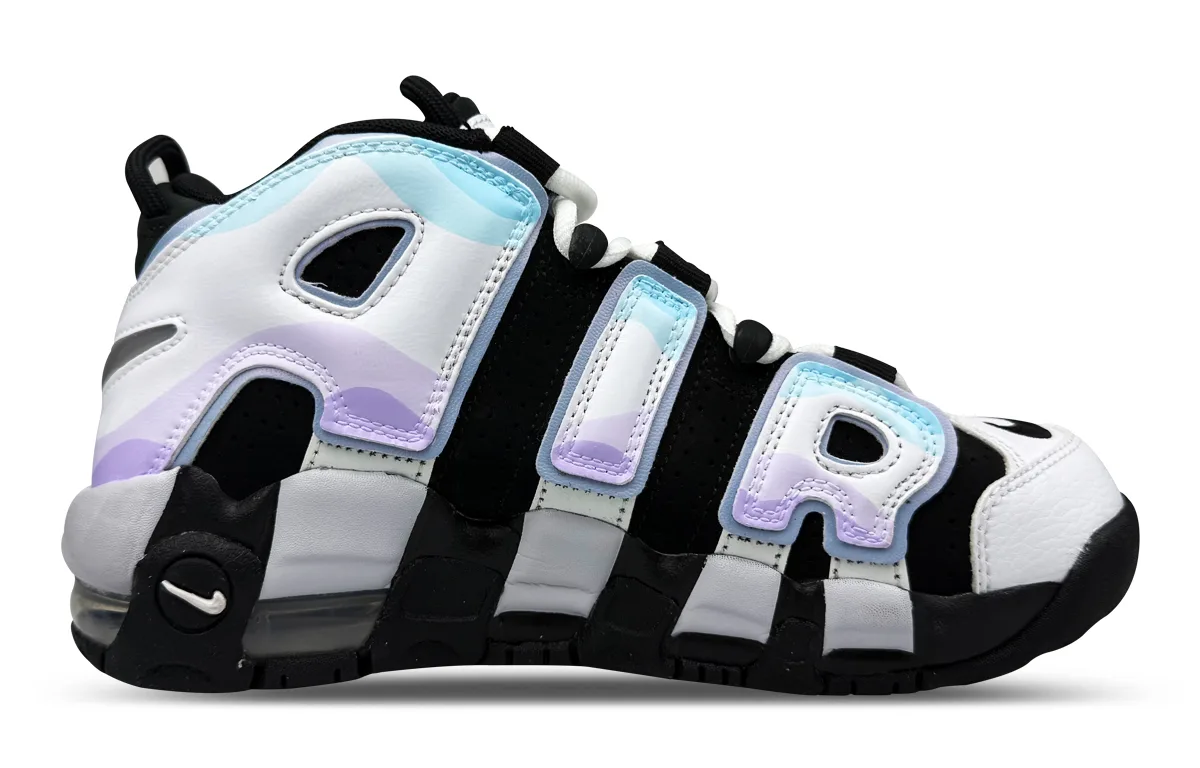Nike Детские баскетбольные кроссовки Air More Uptempo Space Journey By Space More черно-белые унисекс — фото 3