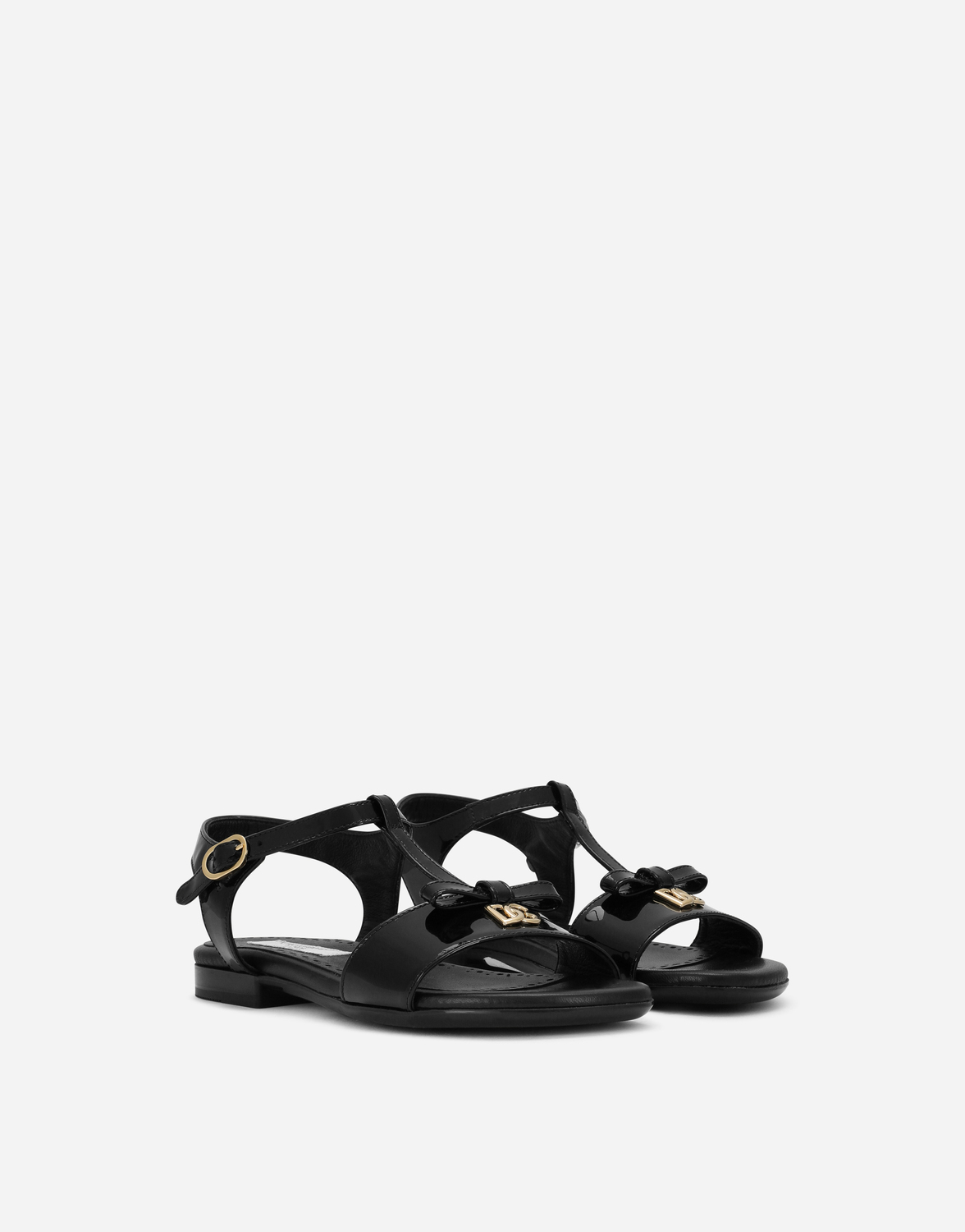 Босоножки из лакированной кожи с металлическим логотипом DG Dolce&Gabbana, черный — фото 2