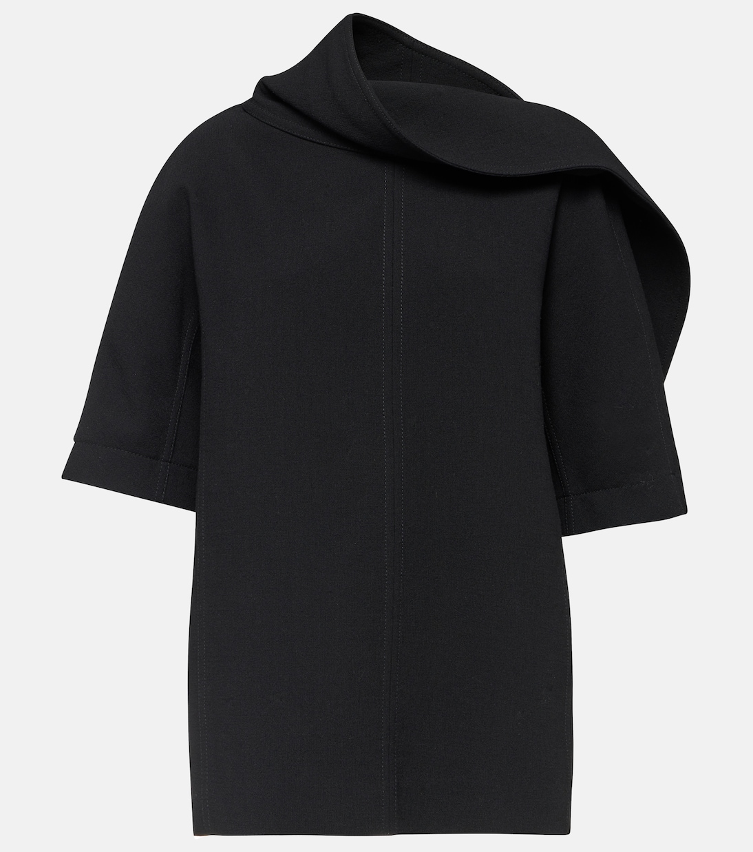 

Драпированный топ из девственной шерстяной креповой ткани Bottega Veneta, черный