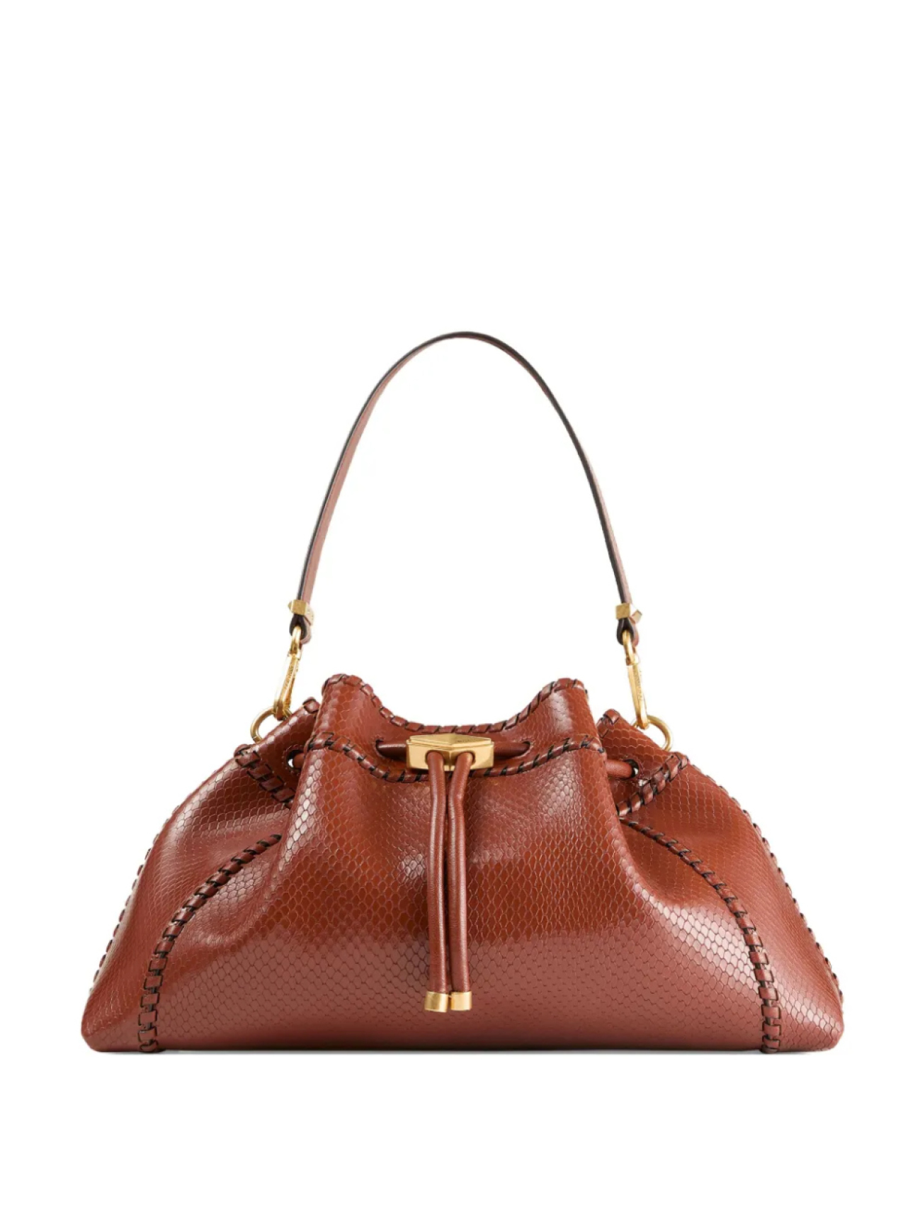 

Сумка Jimmy Choo Cinch M из кожи с эффектом змеиной кожи, коричневый