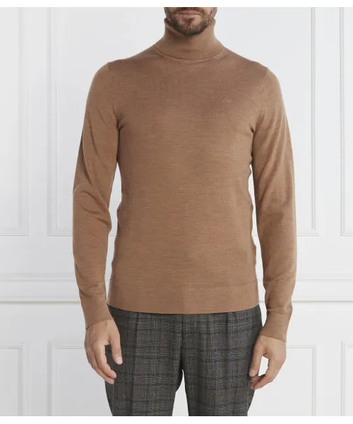 

Шерстяная водолазка Slim fit Calvin Klein, коричневый