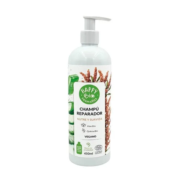 Восстанавливающий шампунь HAPPY BIO Champú Quinoa & Aloe 450 мл
