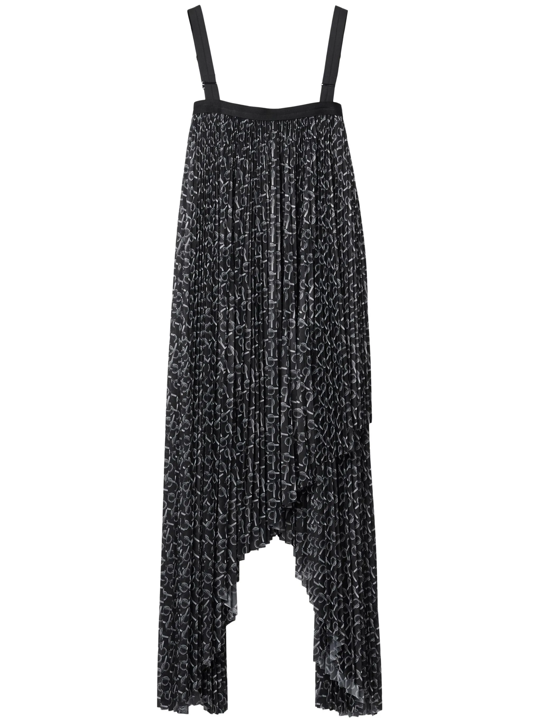 

Плиссированное платье с принтом Burberry, серебристый