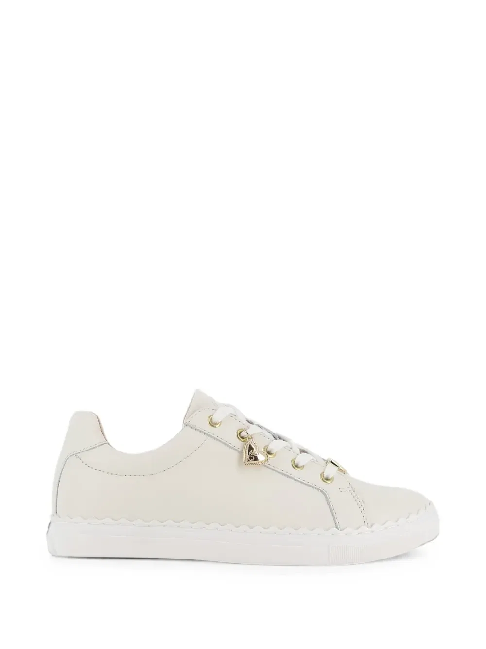 Кожаные кроссовки с фестончатым краем Chloé Kids, бежевый — фото 2