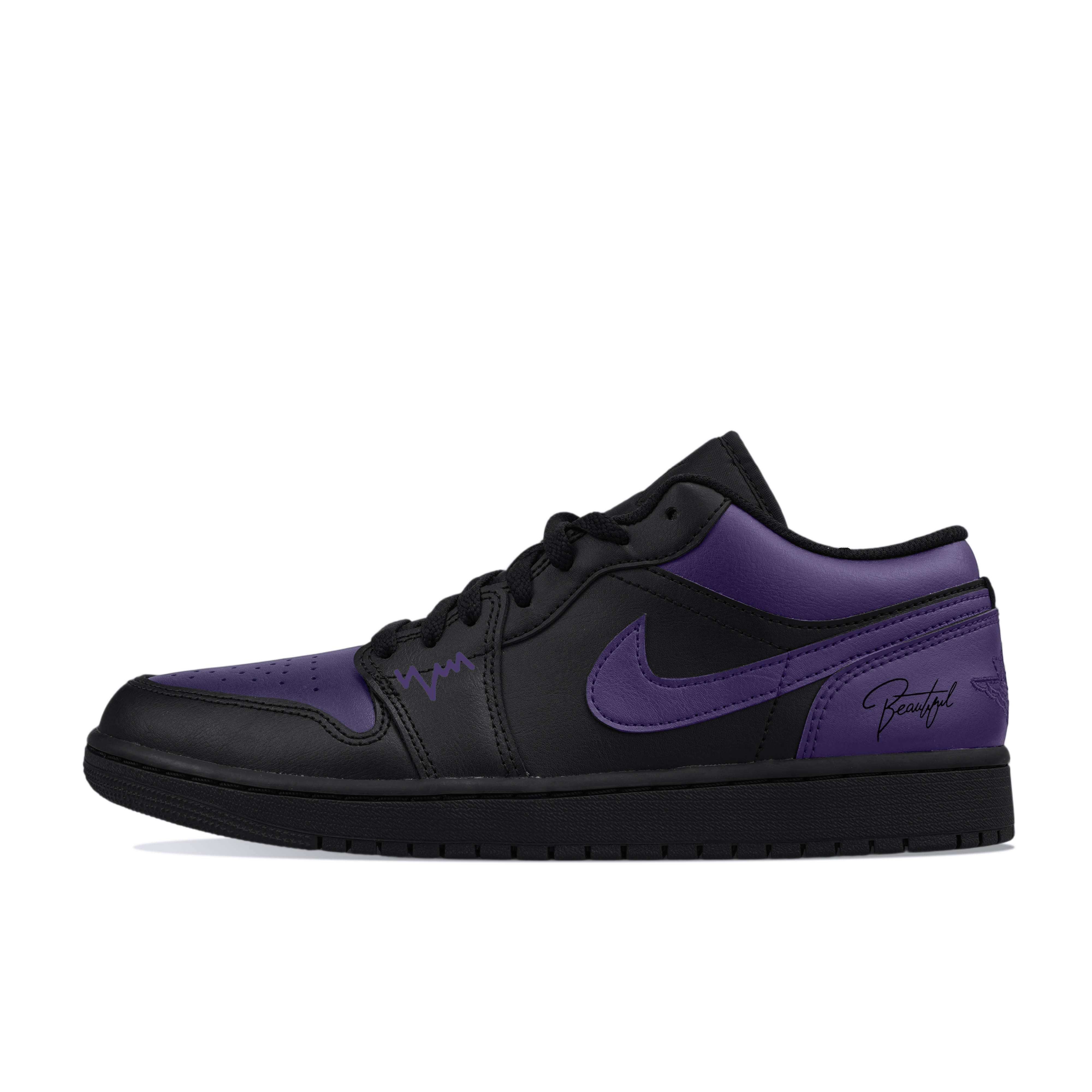 Jordan Air 1 Cushioning, износостойкие низкие кеды Vintage Basketball Shoes мужские черные фиолетовые — фото 3