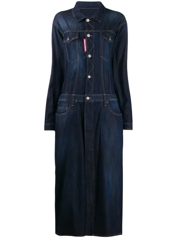 Длинное джинсовое платье Dsquared2, синий