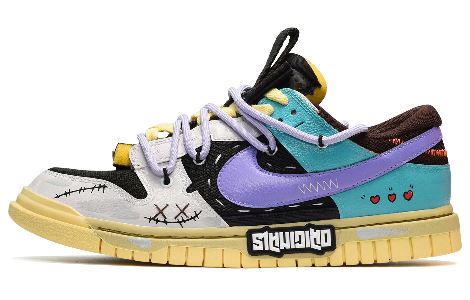 

Кроссовки Nike Air Dunk Jumbo Skateboard Shoes Men Low-Top Black White Purple