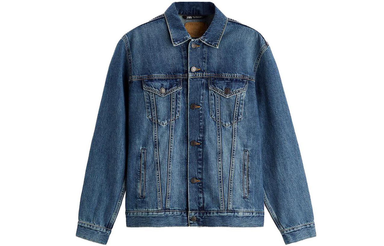 

Джинсовая куртка мужская синяя Zara, синий