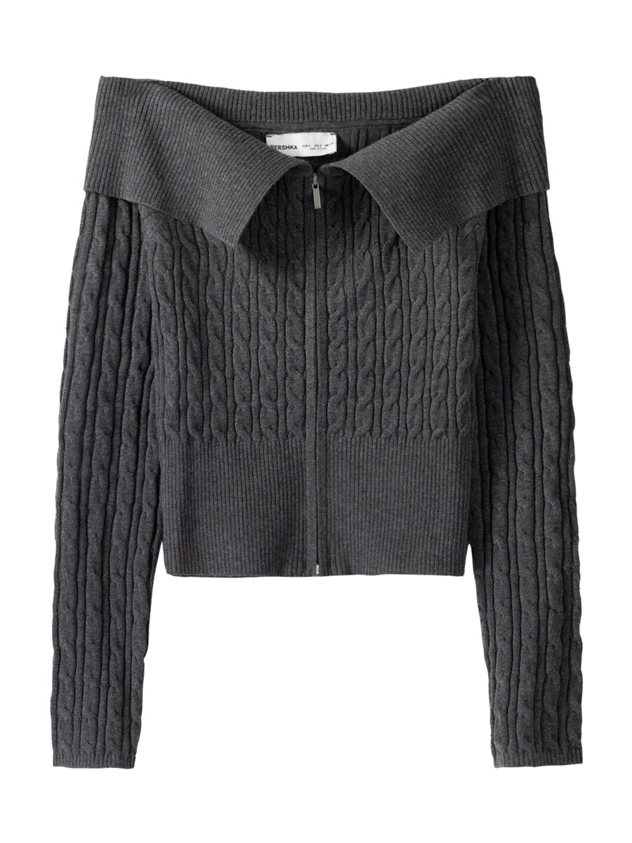 

Вязаный кардиган Bershka Knit Cardigan, графитовый