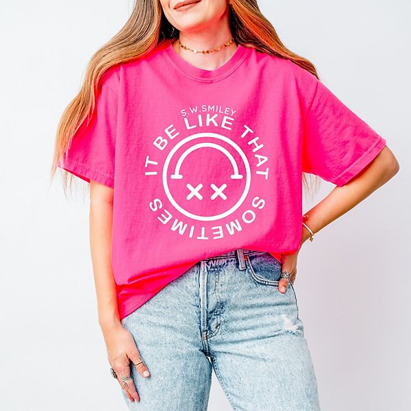 

SWSmiley it be like that smiley face garment dyed футболка Simply Sage Market, Neon Pink, Зеленый, SWSmiley it be like that smiley face garment dyed футболка Simply Sage Market, Neon Pink