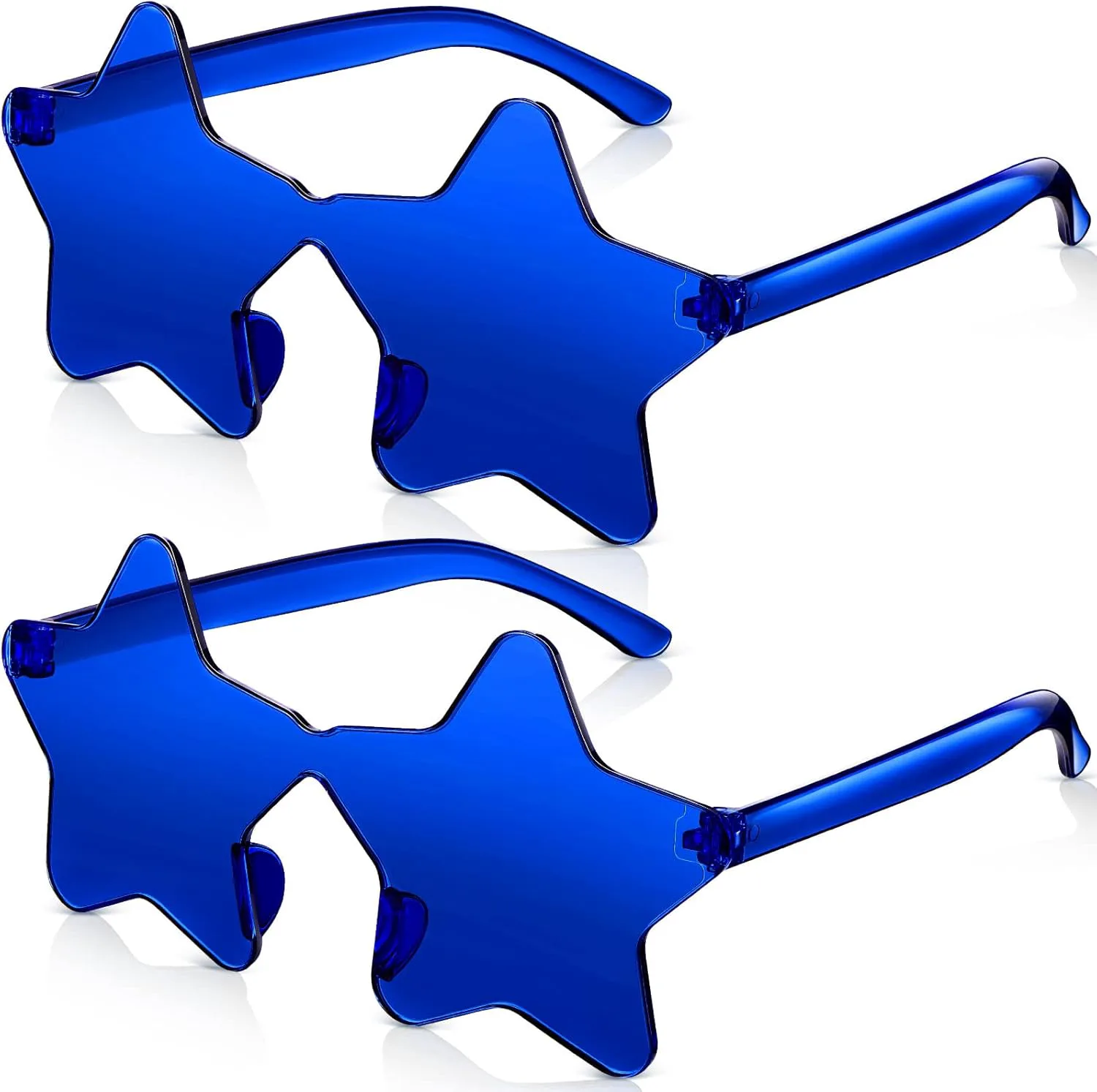 

CHENGU 2 шт. Солнцезащитные очки без оправы в форме звезды, прозрачные, конфетного цвета, в стиле Y2K, аксессуары для женщин, для вечеринки, Classic Blue