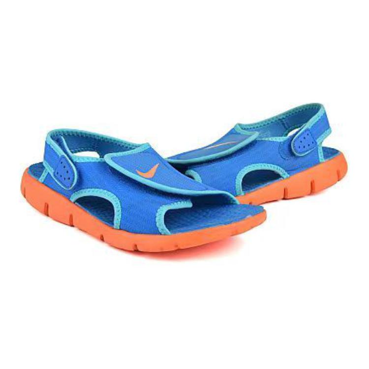 Nike Sunray Adjust 4 Противоскользящие Износостойкие Детские Сандалии Синий Оранжевый — фото 2