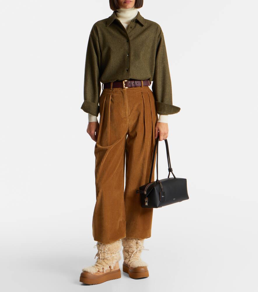 Мягкие замшевые ботинки на шнуровке из овчины Tory Burch, Buttermilk/Light Chestnut — фото 3