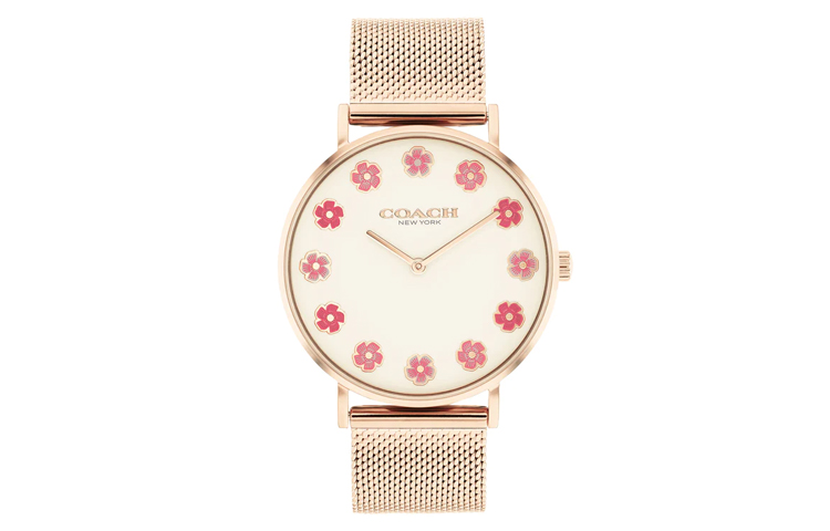

COACH Часы Perry Collection Wrist Watch Quartz Movement Stainless Steel Strap 36mm Rose Gold Watch Dial Women's Watch