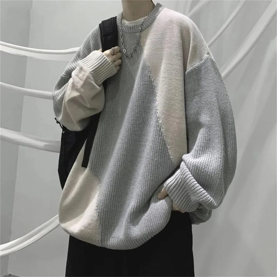 Мужской свитер Casual Loose Warm Panelled зимний вязаный — фото 2
