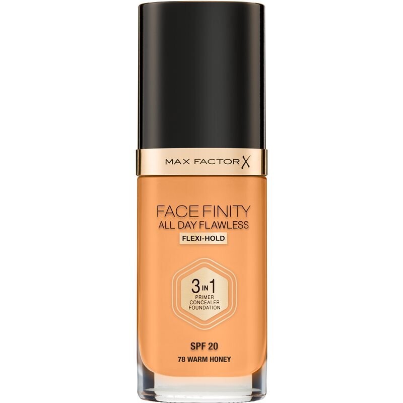 

Max Factor, Facefinity All Day Flawless, стойкая тональная основа Spf 20, оттенок 78 Warm Honey, 30 мл