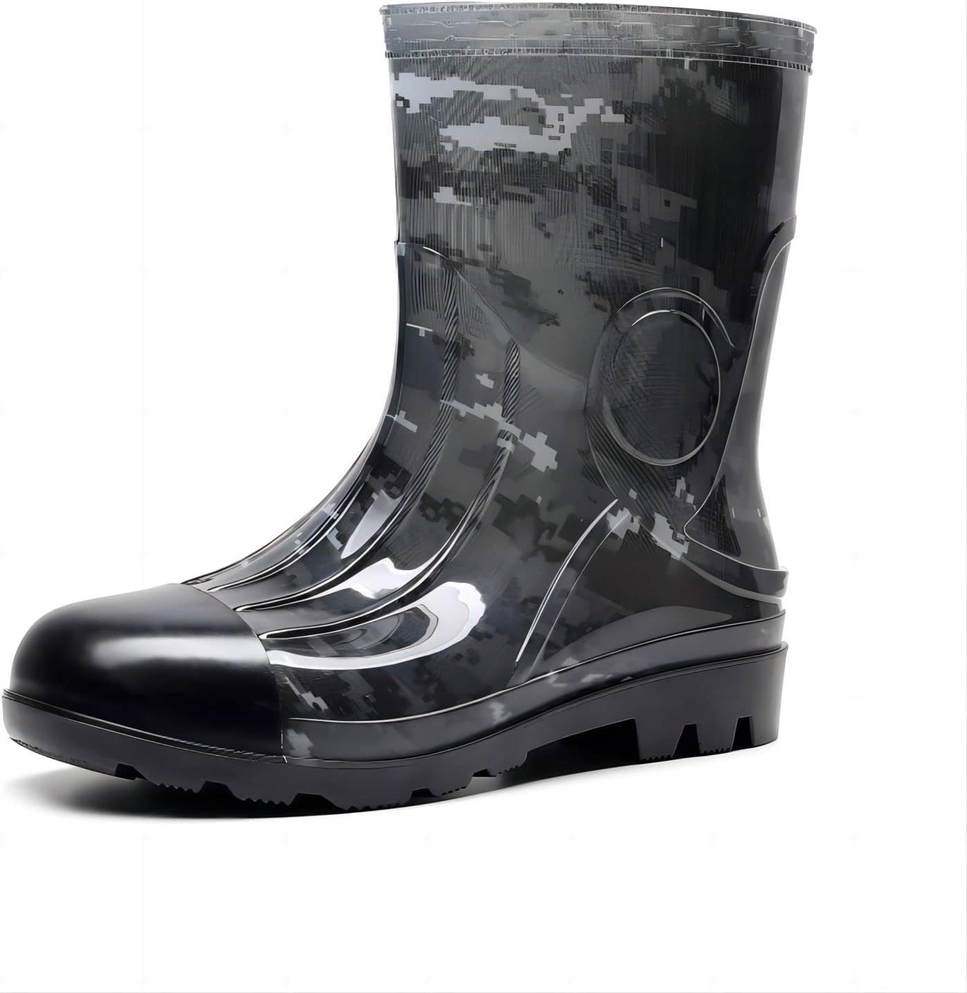 

Мужские резиновые сапоги по колено с камуфляжным узором, водонепроницаемые резиновые сапоги для сада, мужская дождливая обувь, размер Kontai, серый