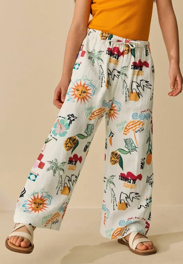 Брюки Regular fit pullon wide leg Next, кремовый — фото 3