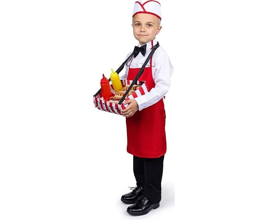 Костюм продавца хот-догов - для детей, мальчиков и девочек Dress Up America, красный — фото 4