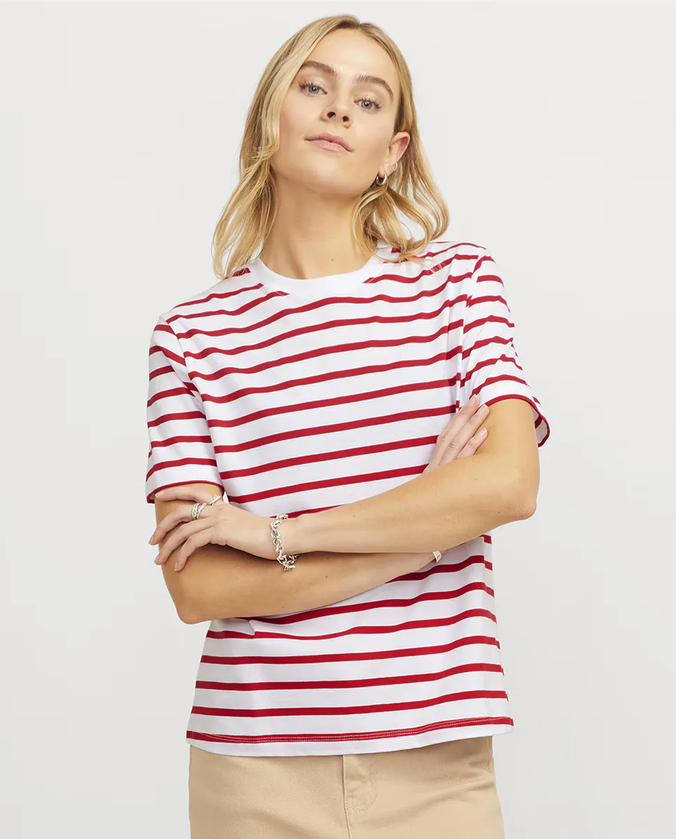

Женская базовая футболка в полоску Jack & Jones, белый
