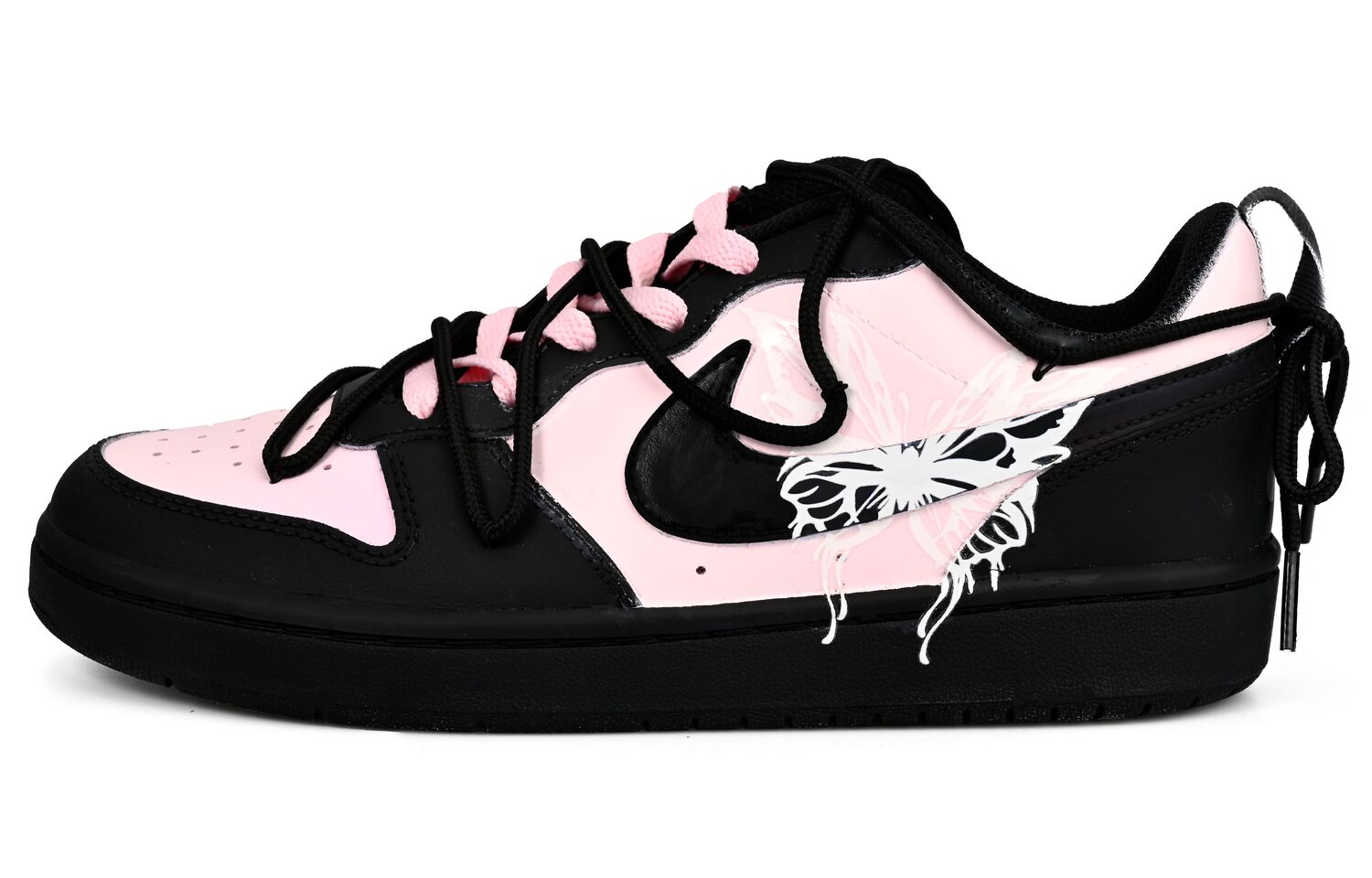Подростковые Кроссовки Nike Borough Slip Resistant Low Top для Скейтбординга Черные с Розовым — фото 2
