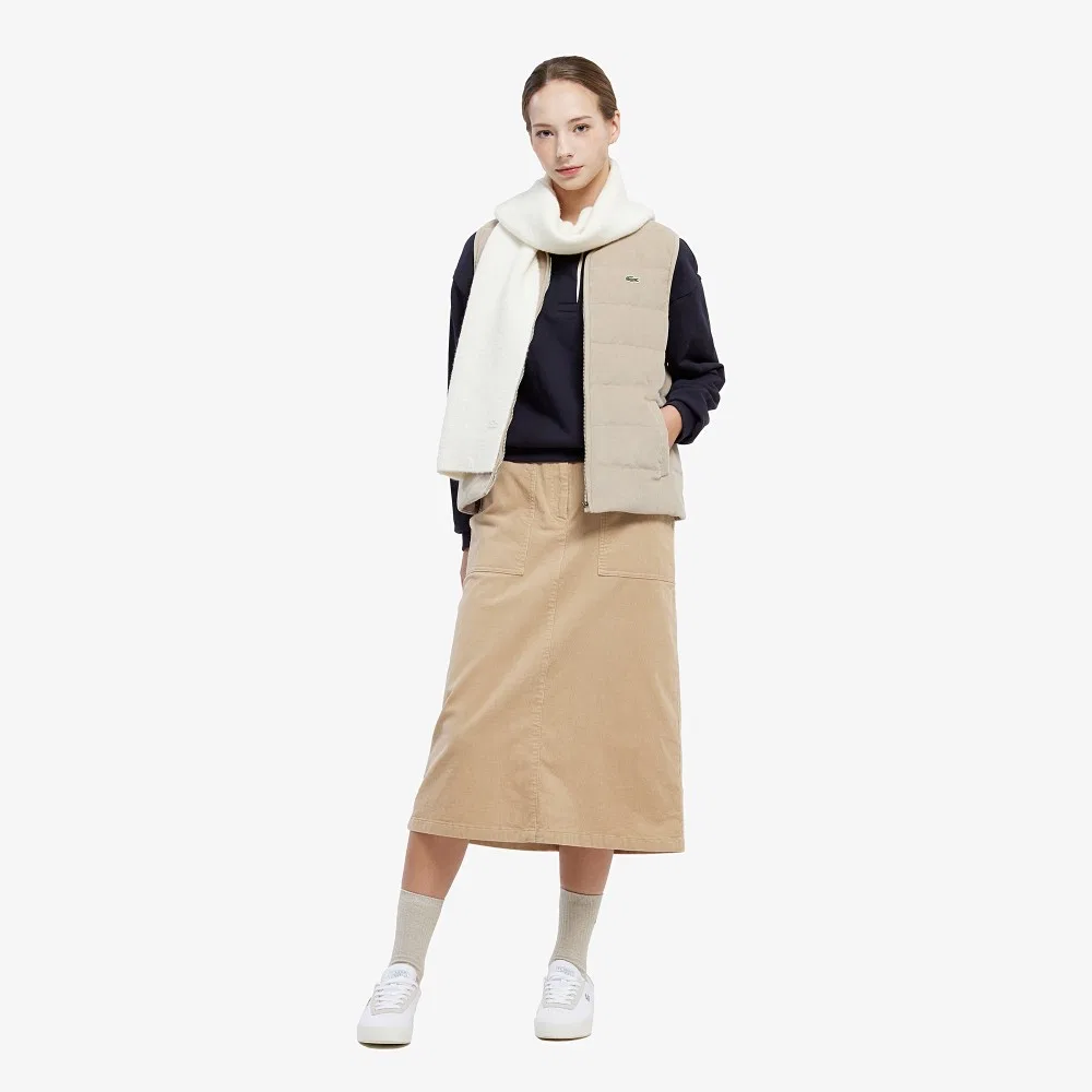Юбка Lacoste вельветовая миди бежевая — фото 4