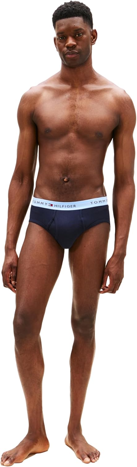 Мужские классические трусы-брифы Tommy Hilfiger из хлопка, 4 шт., Navy Bodies W/ Medival Blue Wb, Blue Ocean Wb, Persian Blue Wb, Navy Wb — фото 2