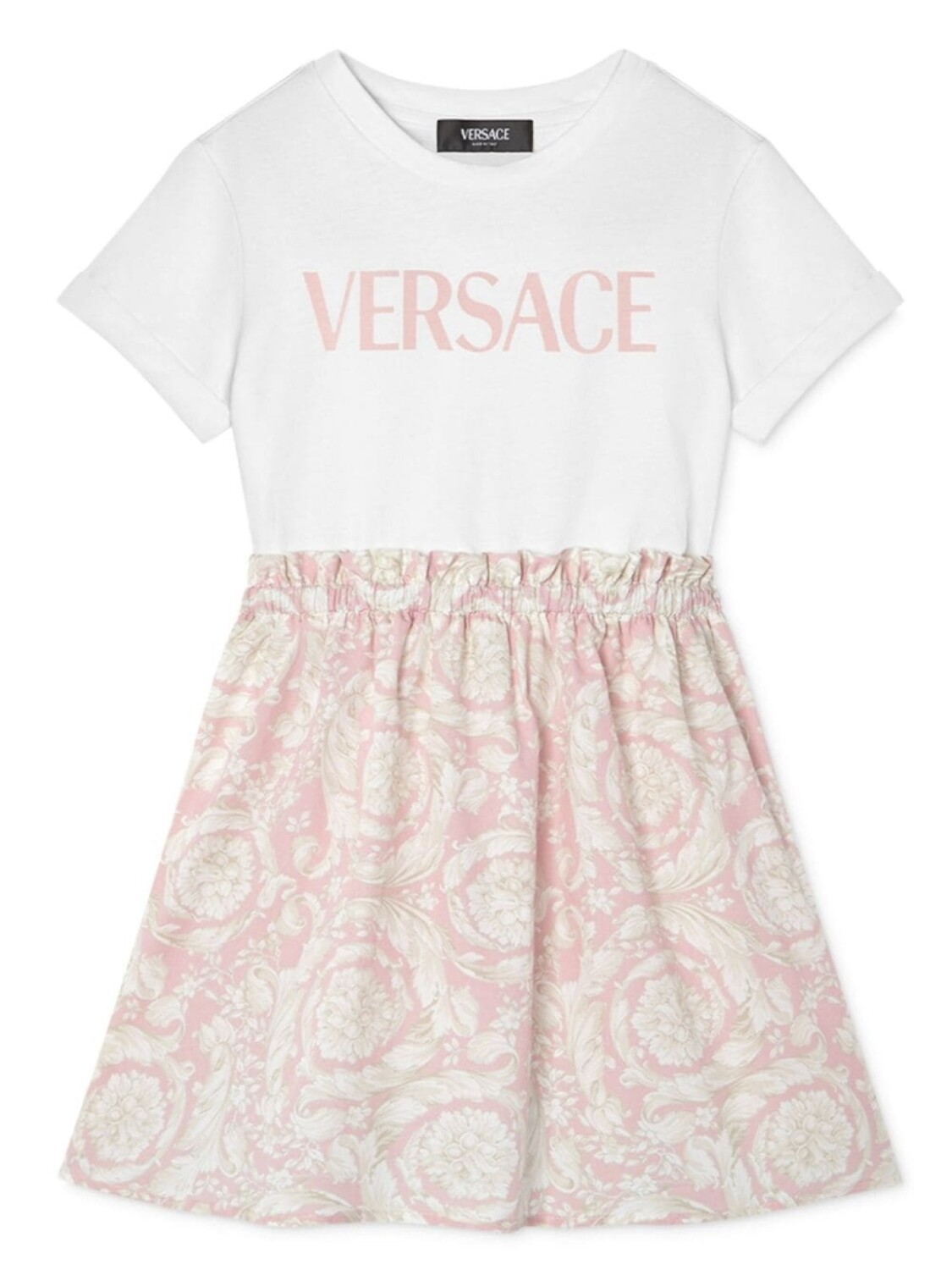 

Платье со вставками с принтом Barocco Versace Kids, розовый