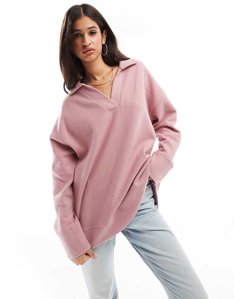 

ASOS DESIGN – Розовый очень мягкий длинный свитер для регби