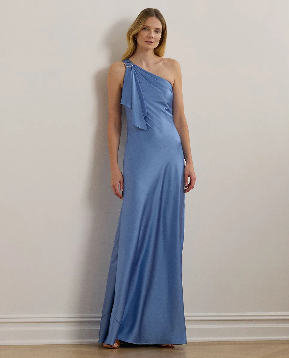 

Длинное струящееся атласное платье Lauren Ralph Lauren, синий