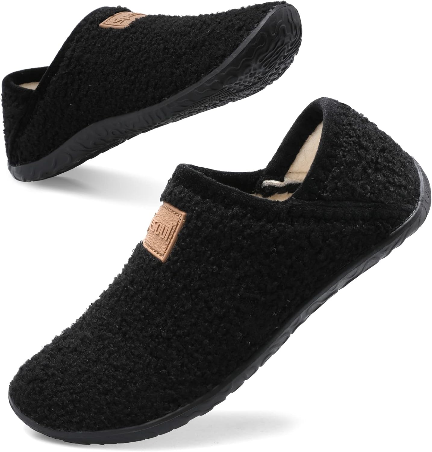 

Домашние тапочки Spesoul Fuzzy House для женщин и мужчин, закрытая задняя часть, легкие, с мягкой искусственной меховой подкладкой, тапочки-носки для дома, спальни, офиса, йоги и прогулок на улице, черный