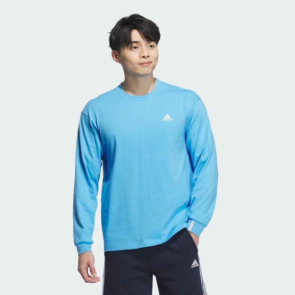 

Футболка Adidas Essentials Plus Loose Fit Small Logo Long Sleeve T-Shirt, цвет Semi Blue Burst